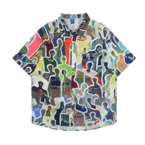피플 컬러 패턴 반팔 셔츠people color pattern short sleeve shirt(A0679)