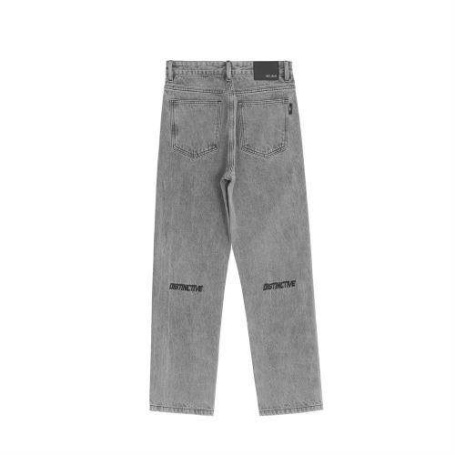 포인트 자수 베이직 그레이 데님 팬츠Point Embroidered Basic Gray Denim Pants(A0566)